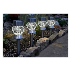 Balise ou lampe solaire verre Crystal, Lot de 4