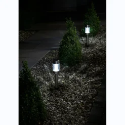 Balise solaire en inox verre à planter ou à poser- Hauteur 42cm- 1 LED blanche- 3 Lumens- Eclairage extérieur Jardin