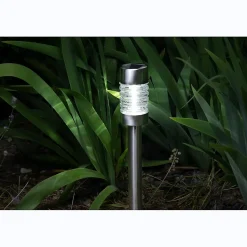 Balise solaire en inox verre à planter ou à poser- Hauteur 52cm- 1 LED blanche- 3 Lumens- Eclairage extérieur Jardin