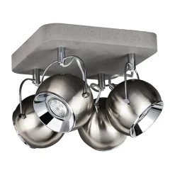 Ball Concrete Plafonnier Incl. 4xLED GU10 5W Béton Gris/Métal Satiné