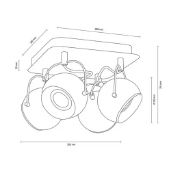 Ball Concrete Plafonnier Incl. 4xLED GU10 5W Béton Gris/Métal Satiné
