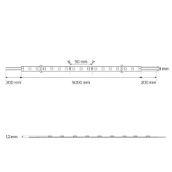 Bande LED 12 W/m blanc chaud (WW) DC 12 V IP22 1100lm 3000 K rouleau 5 m Nastro COB EDO
