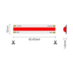 Bande LED COB monochrome 15W/MT 24V Bobine 5m Rouge