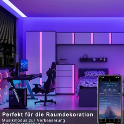 Bande LED NETTLIFE RGB réglable avec application de télécommande Bande LED