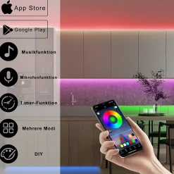 Bande LED NETTLIFE RGB réglable avec application de télécommande Bande LED