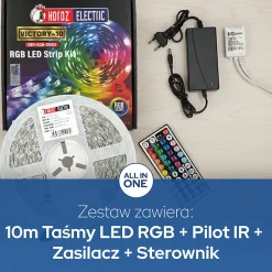 Bande LED RGB 24 V 10 W/m 800 lm/m IP20 avec contrôleur alimentation et télécommande rouleau 10 m VICTORY-10 HOROZ