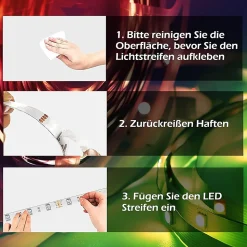 Bande LED RGB 15M avec télécommande et application - ZMH