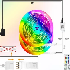 Bande LED RGB 15M avec télécommande et application - ZMH