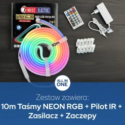 Bande LED RGB néon 24 V 10 W/m 200 lm/m IP65 avec contrôleur alimentation et télécommande rouleau 10 m DIGITAL-10 HOROZ