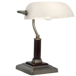 BANKIR Lampe à poser laiton antique verre/métal/bois -E27 60W - ampoule non incluse