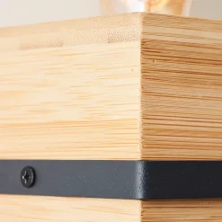 BENNY applique murale avec interrupteur sur fil - métal/bambou - noir/nature - E27 40W - ampoule non incluse