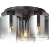 BETH Plafonnier 3L café/verre fumé E27 60W verre/métal ampoule non incluse