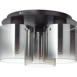 BETH Plafonnier 3L café/verre fumé E27 60W verre/métal ampoule non incluse