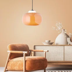 BLOP Suspension orange, verre/métal, E27 60W ampoule non incluse