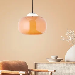 BLOP Suspension orange, verre/métal, E27 60W ampoule non incluse
