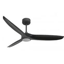 Bolt black, Ventilateur déstratificateur d'air, pales bois laquées noires 132 Cm, moteur noir, avec point lumineux LED.