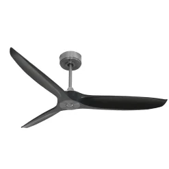 Bolt chrome, Ventilateur déstratificateur d'air, pales bois laquées noires 132 Cm, moteur chrome sans lumière .