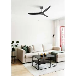 Bolt chrome, Ventilateur déstratificateur d'air, pales bois laquées noires 132 Cm, moteur chrome sans lumière .