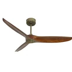 Bolt laiton , Ventilateur déstratificateur d'air, pales bois laquées sombres 132 Cm, moteur laiton sans lumière .