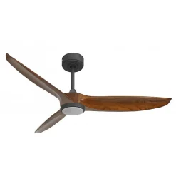 Bolt, Ventilateur déstratificateur d'air, pales bois sombre 166 Cm, moteur noir, 100 % efficace hiver/été avec lampe.