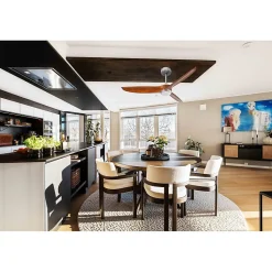 Bolt, Ventilateur déstratificateur d'air, pales bois sombre 132Cm, moteur chromé, 100 % efficace hiver/été avec lampe.