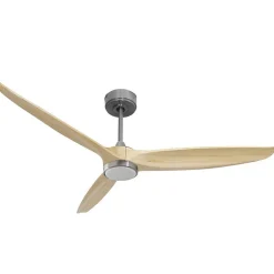 Bolt, Ventilateur déstratificateur d'air, moteur chrome sur pales bois clair 166 Cm, 100 % efficace été et hivers, avec lampe