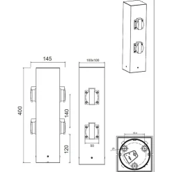 Borne d'alimentation électrique extérieure x4 prises - Trio
