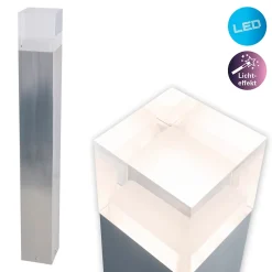 Borne d'éclairage extérieur LED 'Leah' en métal et plastique en acier brillant, LED intégré, luminaire d'allée