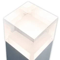 Borne d'éclairage extérieur LED 'Leah' en métal et plastique en acier brillant, LED intégré, luminaire d'allée