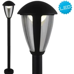 Borne d'éclairage extérieur LED 'Clint' , en métal et plastique noir, avec LED intégrée, luminaires d'allée