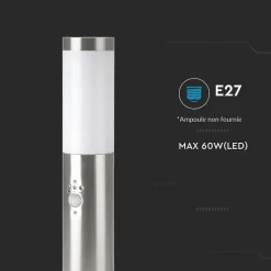 Borne de Jardin Acier Inoxydable 80cm IP44 pour Ampoule E27 - SILAMP