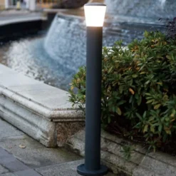 Borne de Jardin Grise 7W 80cm IP54 - Blanc Chaud 2300K - 3500K - SILAMP