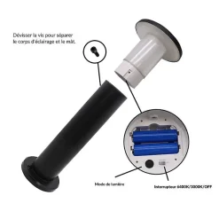 Borne de Jardin Solaire 60cm Noire 3000K/6400K - SILAMP