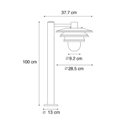 Borne d'extérieur design noir 100 cm IP44 - Morty