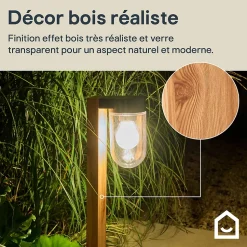 Borne d'extérieur Lovage effet bois marron et noir E27 IP44 10W GoodHome