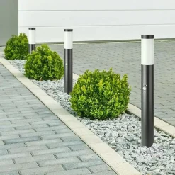 Borne Extérieur Anthracite avec Détecteur 80cm pour Ampoule E27 IP44 - SILAMP