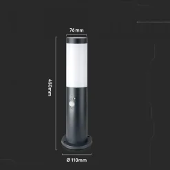 Borne Extérieur Anthracite avec Détecteur 45cm IP44 pour Ampoule E27 - SILAMP