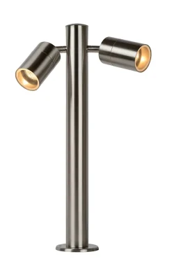 Borne extérieur ARNE-LED en acier avec 2xGU10 - Chrome Dépoli - Lucide