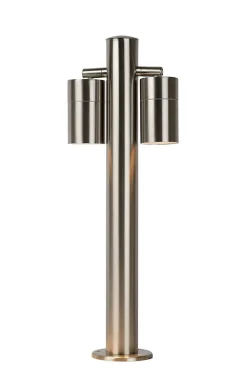 Borne extérieur ARNE-LED en acier avec 2xGU10 - Chrome Dépoli - Lucide