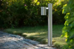 Borne extérieur ARNE-LED en acier avec 1xGU10 - Chrome Dépoli - Lucide