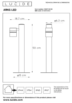 Borne extérieur ARNE-LED en acier avec 1xGU10 - Noir - Lucide