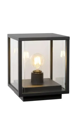 Borne extérieur CLAIRE en verre avec 1xE27 - Anthracite - Lucide