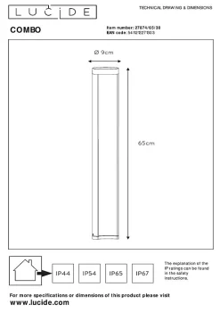 Borne extérieur COMBO en aluminium avec LED intégré - Noir - Lucide