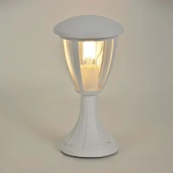 Borne extérieur en fonte Lisboa blanc IP44 E27 15W Corep