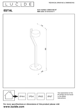 Borne extérieur ESTAL en aluminium avec LED intégré - Rouille - Lucide
