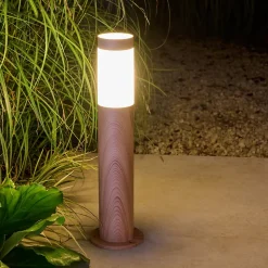 Borne extérieur Hollis effet bois marron IP44 E27 25W