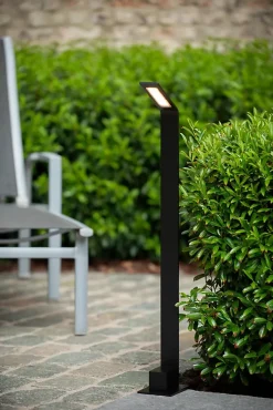 Borne extérieur LAWFORD en aluminium avec LED intégré - Noir - Lucide