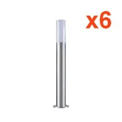 Borne Extérieure 60cm 220V IP65 ARGENT pour Ampoule E27 (Pack de 6) - SILAMP