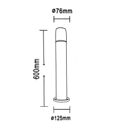 Borne Extérieure 60cm 220V IP65 ARGENT pour Ampoule E27 (Pack de 6) - SILAMP