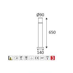 Borne extérieure MINO P E27 Indigo - 26W - IP44 - 650Lm - Anthracite